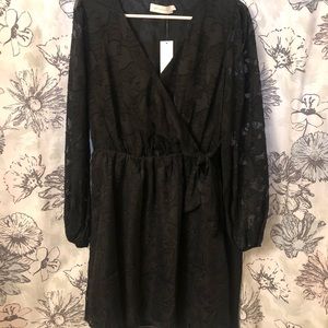 Black wrap dress lace detail